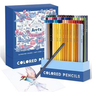 Arrtx Artist 72 Colored Pencils Set with Protective Vertical Insert Box Organizer Premium Soft Leads Bright Color for Drawing 220722