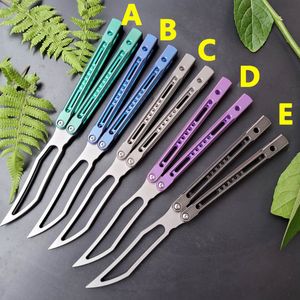 Yeni Theone JK King Balisong Kelebek Eğitim Bıçağı Keskin Değil D2 Bıçak Kanalı Titanyum Kol Salıncak Jilt Eğitmen Bıçakları Chimera Hom EX10 BM42 AB Barebones Nautilus