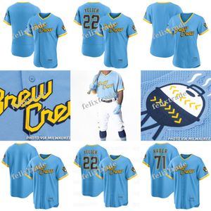 Josh Hader Brewers 2022 City Connect Jersey 22 Christian Yelich 6 Lorenzo Cain 15 Tyrone Taylor Hunter Renfroe Luis Urias Rowdy Tellez Jace Peterson Mark Mathias