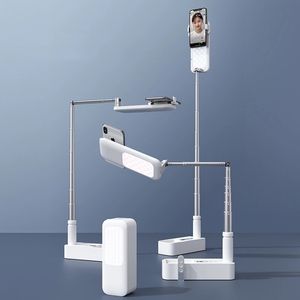 Akıllı Telefonlar İçin Taşınabilir Telefon Tutucu Geri Çekilebilir Kablosuz Canlı Yayın Standı Dimmable Selfie LED Dolgu Işık Braketi Canlı Video V6