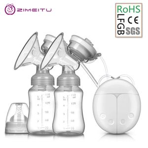 ZIMEITU Double Electric Breast Pumps Powerful Nipple Suction USB Electric Breast Pump with Baby Milk Bottle Cold Heat Pad Nippl 220524