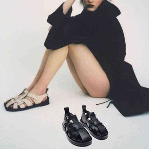 Sandalet Kadın Siyah Weef Dokuma Tarzı Düz ​​Moda Açık Sarı Pompalar Roma Rahat Ayakkabılar Oymak 220411