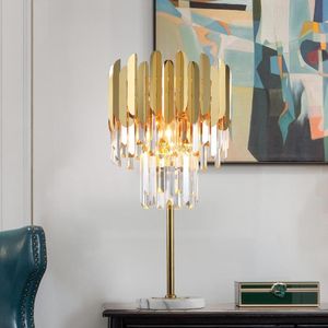 Tischlampen Postmoderne Edelstahl Kristall E27 Lampe Schlafzimmer Nachttisch Wohnzimmer Luxus Goldene dekorative LeuchtenTisch