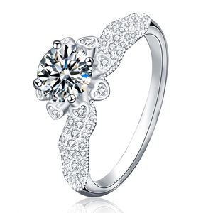 Özel isim sertifikalı 1 karat elmas nişan yüzüğü kadınlar 925 gümüş moissanit yüzük düğün bant AU750 D Renk VVS1 Yüzük Kutusu