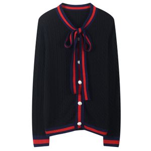 521 Новое прибытие 2022 Осенний бренд такого же стиля свитер кардиган с длинным рукавом экипаж шея в полосатой печати роскошь YL