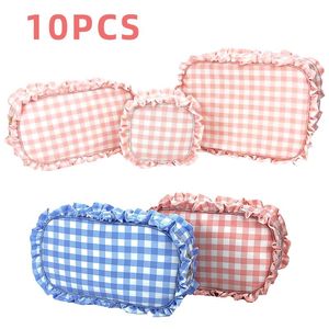 Kozmetik Çantalar Kılıflar 10 PCS/SET FRULLE PLULLE ÇALIŞI MEKTUP YAMI Kişiselleştirilmiş Naylon Pembe Buul Tuvalet Seyahat Makyaj Bagkosmetik