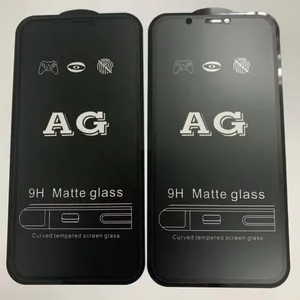 Matte Black 9H Anti-Fingerprint Tempered Glass Screen Protector for iPhone 12 Mini, 13 Pro Max, 11 Pro, X, XS Max, XR, 8, 7 Plus