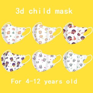 Máscaras infantis de verão respirável e confortável descartável 3D 3D Pacote de máscara de proteção de protetora de desenho animado