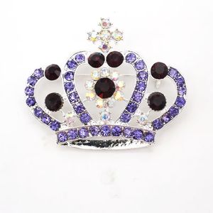 20 pz/lotto prezzo all'ingrosso spille gioielli di moda viola cristallo strass corona forma spilla pin per la decorazione