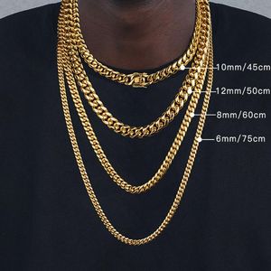 Zincirler 6mm/8mm/10mm/12mm hip-hop 18K altın kaplama Miami Küba Bağlantı Zinciri Paslanmaz Çelik Kolye Hediyesi Erkekler Kadınlar Mewelrychains Chainschai