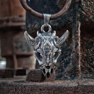 Kolye Kolyeleri Gotik Tantrism David Sembolü Şeytan Koyun Kafatası Punk Paslanmaz Çelik Biker Jewelrypendent