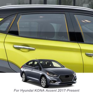 6pcs Araba Pencere Merkezi Sütun Sticker Hyundai Kona Kauai Solaris Accent HC Santa Fe IX45 DM 2013-2024