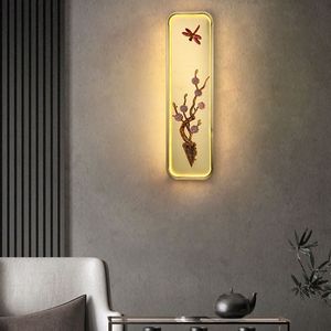 Duvar duvar lambaları ultra ince yaratıcı Çin tarzı koridor bakır oturma odası arka plan fikstürü verandası yatak odası başucu boyama ışıkları