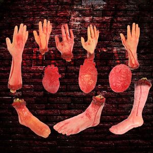 Ужас Хэллоуин Партия реквизит кровавая рука с привидениями, украшение, фальшивая рука, нога, нога, сердце Хэллоуин, домашний декор, принадлежности