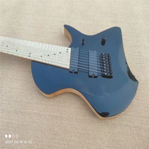 Yüksek kaliteli 8-dize elektro gitar, siyah boya, şeftali çiçeği çekirdek, beş boyun, akçaağaç klavye, siyah donanım, ücretsiz ulaşım