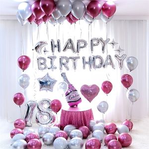 26pcs/lot 30inch mutlu 18 doğum günü gümüş folyo numarası balonlar metalik globos 18. yıldönümü doğum günü partisi dekor malzemeleri T200526