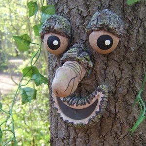 Смешное лицо дерева декор сад украшение латекс