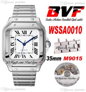 BVF V2 Orta 35mm Miyota 9015 Otomatik Bayan Bayanlar İzle Hızlı Anahtar Bağlantılar Beyaz Kadran Paslanmaz Çelik Bilezik Super Edition Puretime A1