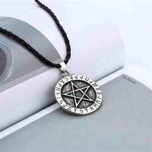 Kolye Nefesli Kolyeler Büyük Rune Nordic Coker Viking Pentagram Pennet Mücevher Pentagram Wiccan Pagan Norse204o