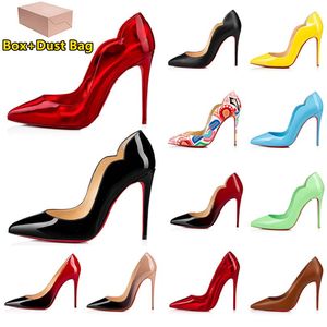 Desigenr Women Loxury High Heels Trade обувь для обуви блестящие заклепки леопардовый принцип мульти черный красный цвет патентная кожа замша свадебная обувь 8 10 12 см с коробкой