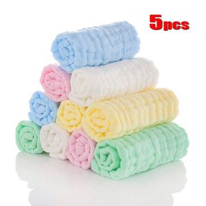 Toalhas vestes 5 pçs / lote muslin 6 camadas algodão macio bebê rosto toalha toalha lenço de banho alimentando washcloth wippe panos de arroto