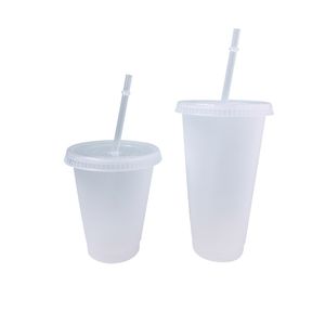Wholesale !!! пластиковый тумблер с соломой и крышкой 16 унций 24 унций питьевые тумблеры прозрачный летний многоразовый чашка холодных напитков