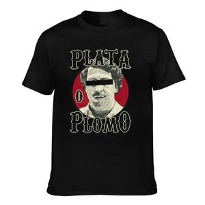 Erkek Plata O Plomo I Narcos Pablo Escobar Premium Saf Pamuklu T-Shirt Crewneck Harika Tshirt Erkek Baskılı GiyimErkekler İçin