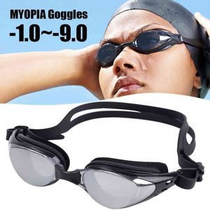 Очки для плавания для близорукости -1,0 ~ -9,0 Водонепроницаемые противотуманные очки для плавания Очки Унисекс Регулируемые силиконовые очки для плавания Y220428