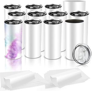 16oz de sublimação em branco Tumblers de aço inoxidável reto com sublimação embrulhada Great Diy Gifts Metal Straws C0615G02