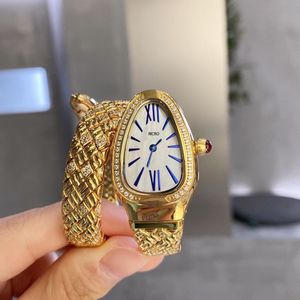 Quadrante con cinturino per orologio al quarzo da donna con design unico in stile artistico a forma di serpente diamantato Serie sportiva di dimensioni 23X34mm