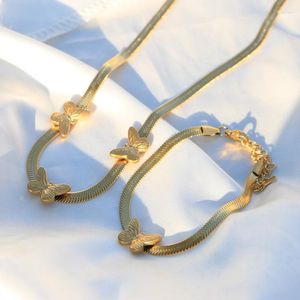 Küpe Kolye Paslanmaz Çelik Kelebek Mücevher Seti Kadınlar İçin Snake Zinciri Gerişli Altın Kaplama Düzenli Bilezik Toptan Tesisler Tris22