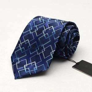 Bow Ties Erkekler iş takım elbise mavi geometrik desen 9cm büyük boy el birim grup iş konferansı resmi gravatabow Emel22