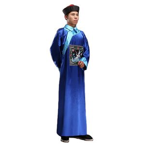 Qing Hanedanı Etnik Giyim Eski Resmi Robe Eunuch Kıyafetleri Kraliyet Hizmetkar Performans Tekdüzen Mançu Bakanı Drama Fotoğraf Kostümü