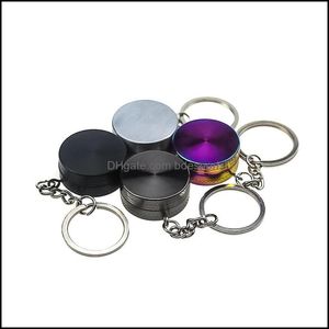 Other Bar Products Barware Kitchen Dining Home Garden 30Mm Smoke Grinders With Keychain Zinc Alloy Herb Grinder Tobacco Wholesale Smoking