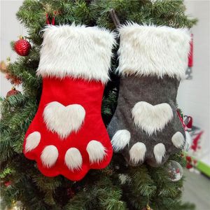Noel Çorapları Ev Dekorasyon Aksesuarları Ekose Noel Hediye Çantaları Pet Köpek Kedi Pençe Asılı çorap çorapları Noel Ağaç Süsleri