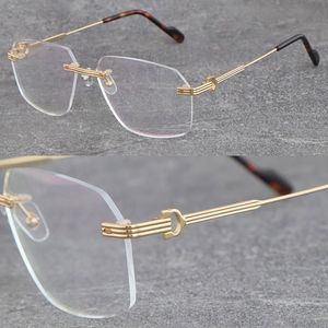 Son Moda Metal Büyük Kare Çerçeve 0271S-1 Çerçevesiz Gözlük Kadın Gözlük Erkekler Lüks Koruma Gözlükleri Moda tasarımcısı Eşleştirme çantası Optik Miyop Boyut 60