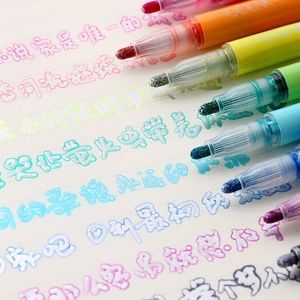 Çift Çizgi Floresan Renk İşaretleri Pen Poublen 8pcs Şeker Avantajı Sanat Çocuklar için Kırtasiye Malzemeleri Y200709
