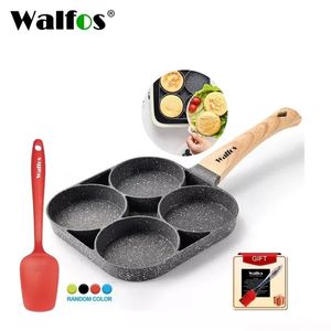 Four-Hole Frying Pot Pan Thickened Omelet Pan Non-Stick Egg Pancake Steak Pan Cooking Egg Ham Pans Breakfast Maker Cookware 220423