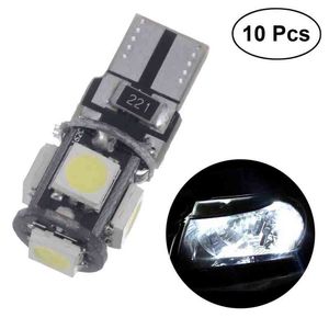 10pcs 5 SMD LED Araba İç Ampul Kod Çizeli Kanbus Lamba Ampul T10 5050 İç Araç Işıkları Lifer Plakası (Beyaz Işık) H220428
