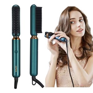 INFACE iyonik saç düzleştirici fırça seramik ısıtma düzleştirme tarak saç stil kurutma makinesi