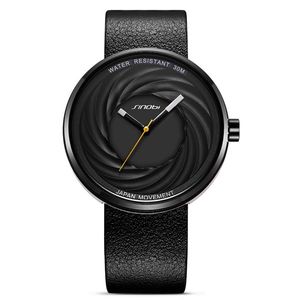 2022 Sinobi Fashion Watch Женщины Big Dial Creative Eddy Design Высококачественный кожаный ремешок белые часы повседневные Relojes Par