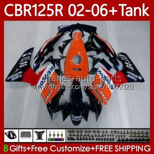 HONDA CBR-125R için Vücut + Tank Kapağı 125cc CBR125RR CBR 125 R CC 02-06 Karoser 124NO.0 CBR-125 CBR125R 02 03 04 05 06 CBR 125R 2002 2003 2004 2005 2006 PERSERING REPSOL Orange