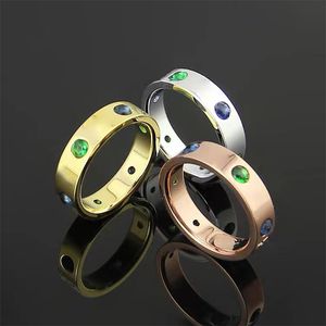 Anel de Casamento de Cristal Moda Casal Nova Cor Anel de Diamante Amor Clássico Anéis de Designer para Homens e Mulheres