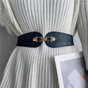 Belts Female Wide Waistband Simple Metal Buckle Belt For Women Elastic Band Cinch Waist Suit Sweater Clothing AccessoriesBelts Emel22