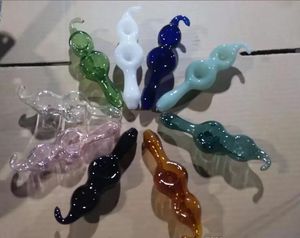 En yeni kabak çift kase cam boru el tütün sigara sigara içme boruları yağ brülör su bong bubbler 9 renk