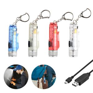 Anahtarlık Pocket LED USB Şarj Edilebilir Taşınabilir Su Geçirmez Beyaz Işık Anahtarlık Torçu Dış Mekan Yürüyüşü Batterykeychains Keychainseychains
