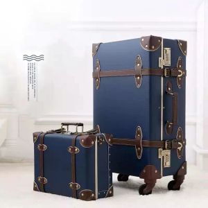Suitcases Retro Handmade Rolling Luggage 2PCS/SET Fashion Travel Trolley Suitcase On Wheels Men Women Personality Bag