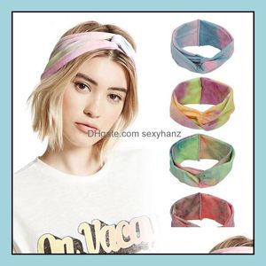 Head Bands Saç Takı Avrupa ve Amerikan Bohem tarzı Yeni Elastik Spor Bandı Ladies Tie-Boya çapraz bandaj Head Band Drop Teslimat 2021