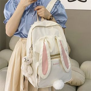 EST Sevimli Tavşan Kız Okul Sırt Çantası Kadın Büyük Kapasiteli Kawaii Geri Paketi Mochila Pembe Kadınlar Bagpack Naylon Karikatür Schoolbag 220425