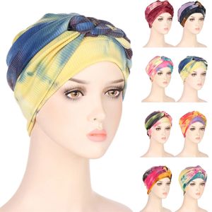 Örgüler baskı kemoterapi kapaklar kadınlar Hint Türban Underscarf Wrap Bonnet Beanes Kanser Şapkası Saç dökülmesi İslami başörtüsü kapağı kapağı